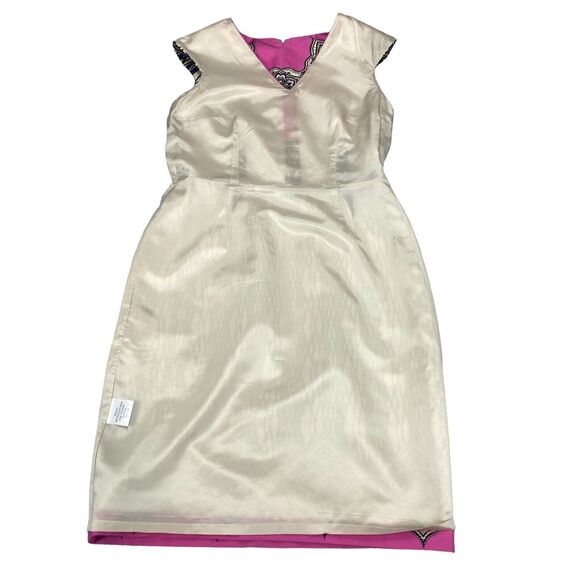 David Meister Sheath Dress Women's Size 12 Multi Geometric Cap Sleeve Back Zip - Picture 10 of 16